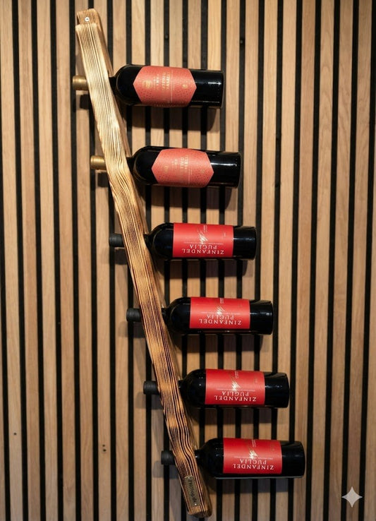FlammeStok(champagne edition) - Vægmonteret vinreol i brændt massivt træ - Vinreol - FMShop