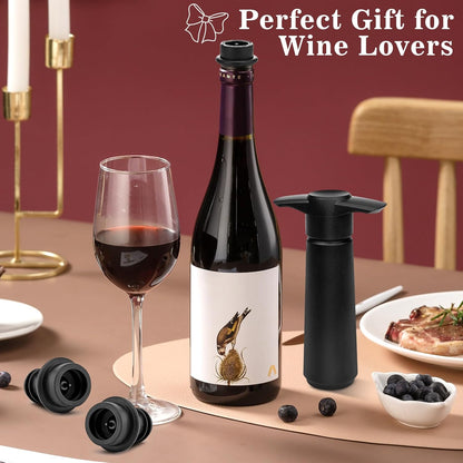 Vakuumpumpe til vin (med 4 genanvendelige stoppe)