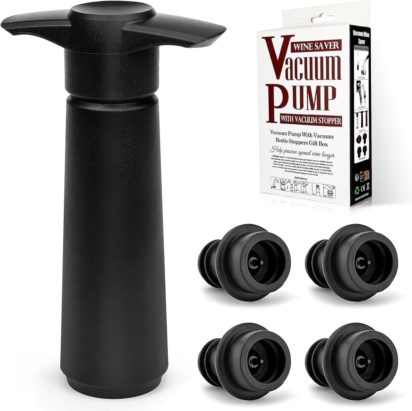 Vakuumpumpe til vin (med 4 genanvendelige stoppe) - Vinstopper - FMShop