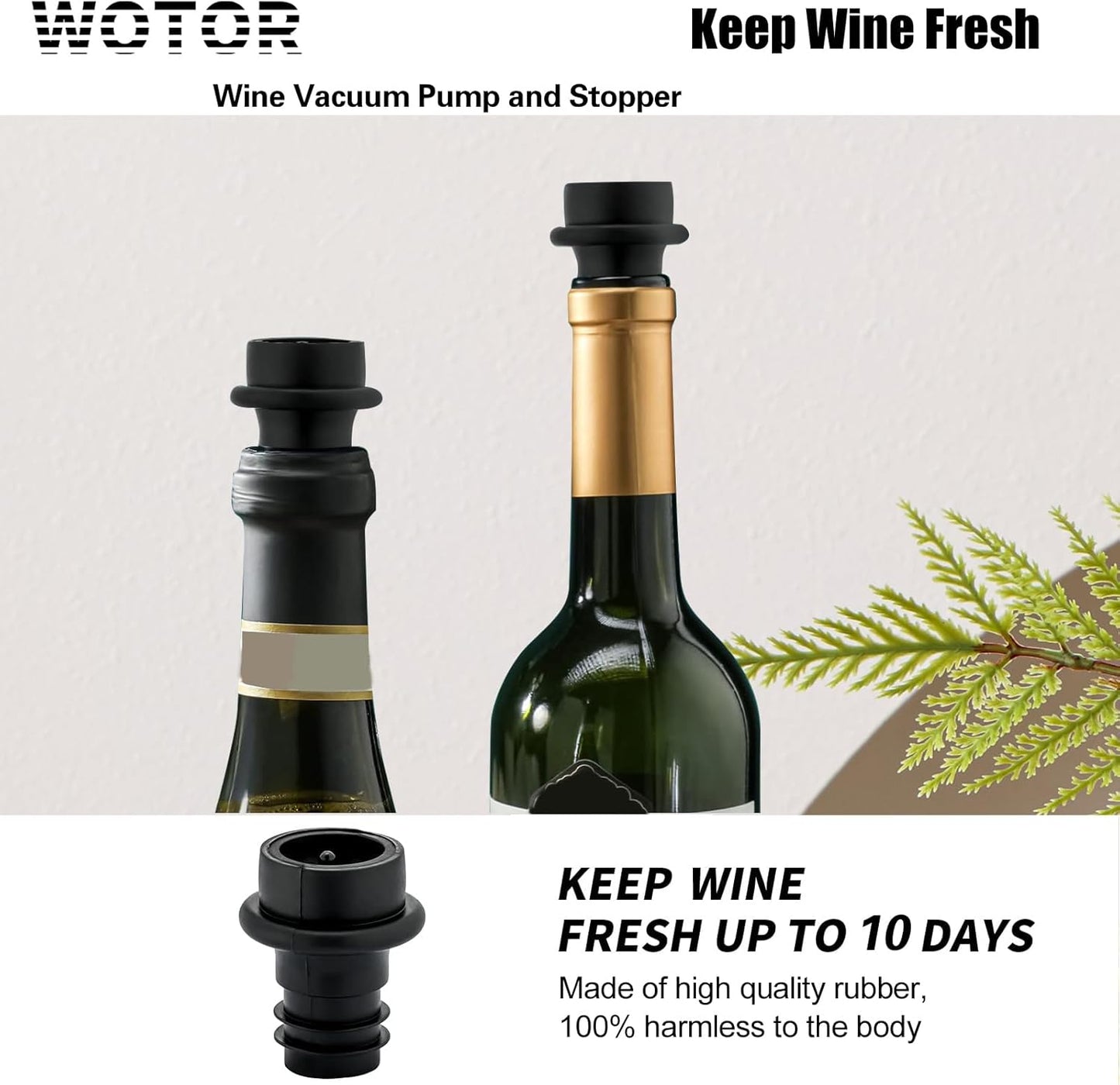 Vakuumpumpe til Vin - Wine Saver (med 4 eller 8 genanvendelige stoppe) - Wine Stoppers & Pourers - FMShop